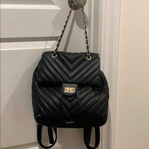 Cute black soft pu leather fashion bag/backpack